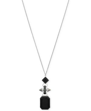 Bcbgeneration Silver-tone Black Stone Pendant Necklace