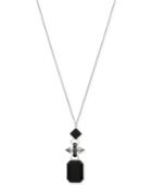 Bcbgeneration Silver-tone Black Stone Pendant Necklace