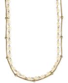 Anne Klein Gold-tone Imitation Pearl And Metallic Beaded Long Length Layer Necklace