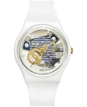 Swatch Unisex Swiss Mariniere White Silicone Strap Watch 34mm Gw169