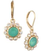 Anne Klein Gold-tone Crystal And Stone Drop Earrings