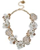 Betsey Johnson Gold-tone Crystal Flower Bouquet Statement Necklace