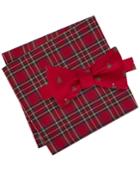 Tommy Hilfiger Men's Conversational Tree Pre-tied Silk Bow Tie & Tartan Silk Pocket Square Set