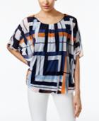 Alfani Petite Printed Bubble Top, Only At Macy's
