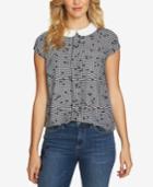 Cece Printed Cap-sleeve Round-collar Top
