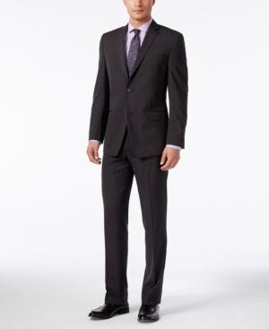 Marc New York By Andrew Marc Men's Slim-fit Charcoal Micro-dot Suit