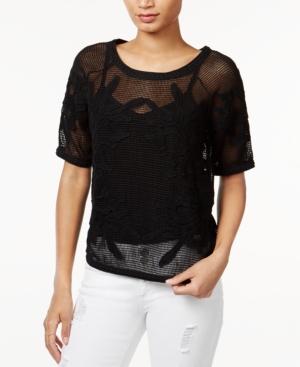 Bar Iii Embroidered Mesh Top, Only At Macy's