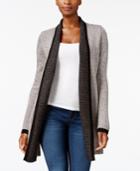 Karen Scott Tipped Open-front Cardigan, Created For Macy's