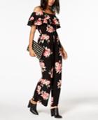 The Edit By Seventeen Juniors' Printed Off-the-shoulder Jumpsuit, Created For Macy's