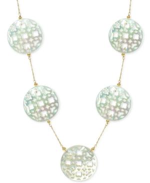 Mother Of Pearl (30mm) Cutout Disc 18 Chain Necklace In 14k Gold