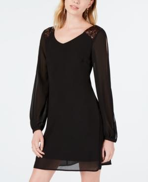 Sequin Hearts Chiffon Dress With Sequin-trim Shoulder