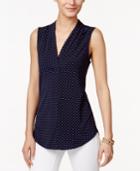Charter Club Sleeveless Dot-print Top, Only At Macy's