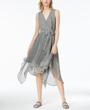 Bar Iii Asymmetrical Gingham-print Dress, Created For Macy's