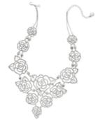 Kate Spade New York Silver-tone Crystal Openwork Rose Statement Necklace