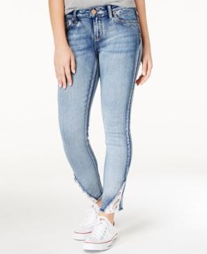 Rampage Juniors' Sophie Lace-inset Skinny Jeans