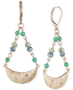 Lonna & Lilly Gold-tone Beaded Crescent Drop Earrings