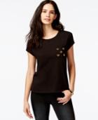Rachel Rachel Roy Short-sleeve Embellished-pocket T-shirt