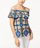 Weekend Max Mara Acino Cotton Printed Off-the-shoulder Top