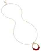 Kenneth Cole New York Gold-tone Red Bead Pendant Necklace