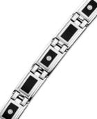 Men's Stainless Steel And Black Enamel Diamond Bracelet (1/8 Ct. T.w.)