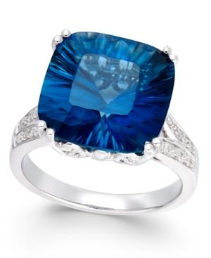London Blue Topaz (8-1/2 Ct. T.w.) And Diamond (1/2 Ct. T.w.) Ring In Sterling Silver