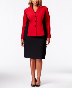 Tahari Asl Plus Size Colorblocked Skirt Suit