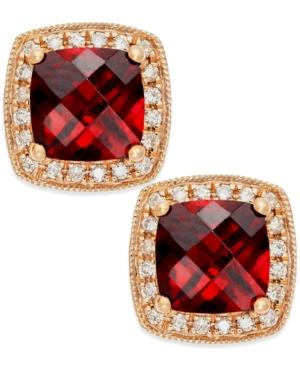 Garnet (2-1/4 Ct. T.w.) And Diamond Accent Stud Earrings In 14k Rose Gold