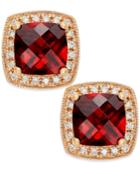 Garnet (2-1/4 Ct. T.w.) And Diamond Accent Stud Earrings In 14k Rose Gold