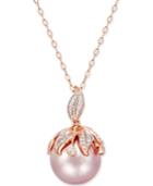 Pink Windsor Pearl (13mm) And Diamond Accent Pendant Necklace In 14k Rose Gold