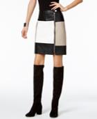 Inc International Concepts Colorblocked Faux-leather Pencil Skirt, Only At Macy's