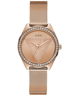 Guess Women's Rose Gold-tone Stainless Steel Mesh Bracelet 36.5mm