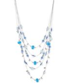M. Haskell Silver-tone Mixed Blue Bead Illusion Necklace