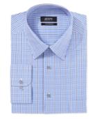 Alfani Performance Blue And Black Grid Gingham Dress Shirt, Only At Macy's
