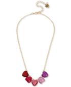 Betsey Johnson Gold-tone Multicolor Glitter Heart Statement Necklace
