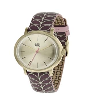 Orla Kiely Watch, Burgundy Leather Strap With Buckle Closure