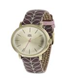Orla Kiely Watch, Burgundy Leather Strap With Buckle Closure