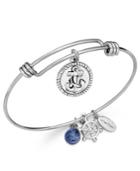 Unwritten Anchor Charm And Sodalite (8mm) Bangle Bracelet In Stainless Steel