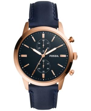 Fossil Mens Townsman Navy Leather Strap Watch Fs5436