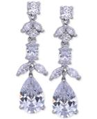 Nina Silver-tone Floral Crystal Linear Drop Earrings
