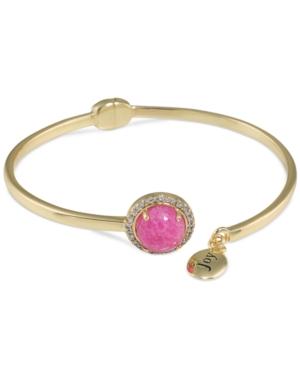 Carolee Gold-tone Pink Quartz Joy Hinged Bangle Bracelet