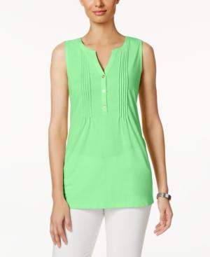 Charter Club Pleated Y-neck Top, Only At Macy's
