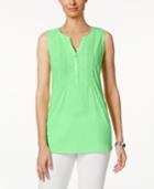 Charter Club Pleated Y-neck Top, Only At Macy's