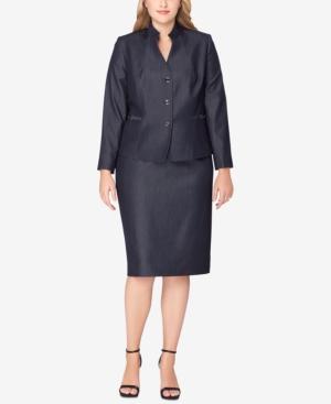 Tahari Asl Plus Size Denim Skirt Suit