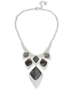 Robert Lee Morris Soho Silver-tone Gray Stone Statement Necklace