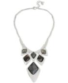 Robert Lee Morris Soho Silver-tone Gray Stone Statement Necklace