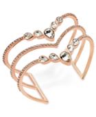 I.n.c. Rose Gold-tone Crystal Triple-row Cuff Bracelet, Created For Macy's