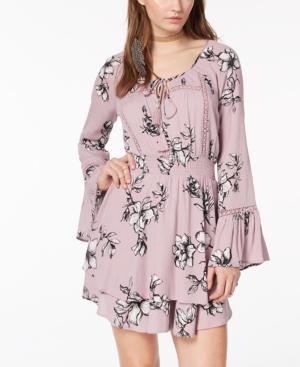 American Rag Juniors' Printed Crochet-trimmed Peasant Dress, Created For Macy's