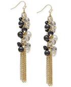 Thalia Sodi Gold-tone Imitation Pearl Cluster Fringe Linear Earrings, Only At Macy's