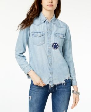 Lucky Brand Ripped Graphic Denim Shirt
