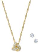Charter Club Gold-tone Crystal Knot Pendant Necklace & Stud Earrings